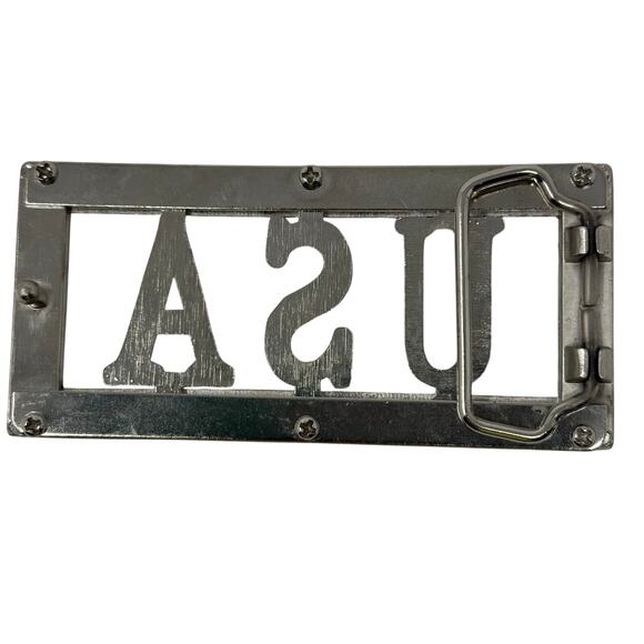 Vintage USA Rhinestone Belt Buckle Patriotic American Flag Accessory Bling - Picture 3 of 5